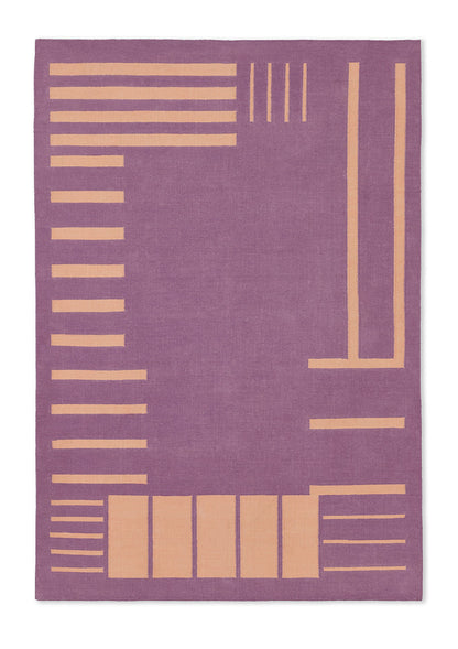 Curb Gill Thorpe Curb Contrast Purple Peach 160cm 230cm Flatweave Rug Low Res Overhead Product Shot