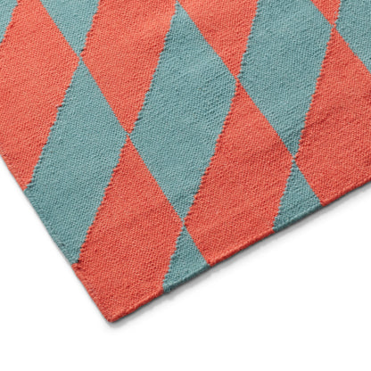 Harlequin X in Blue and Coral