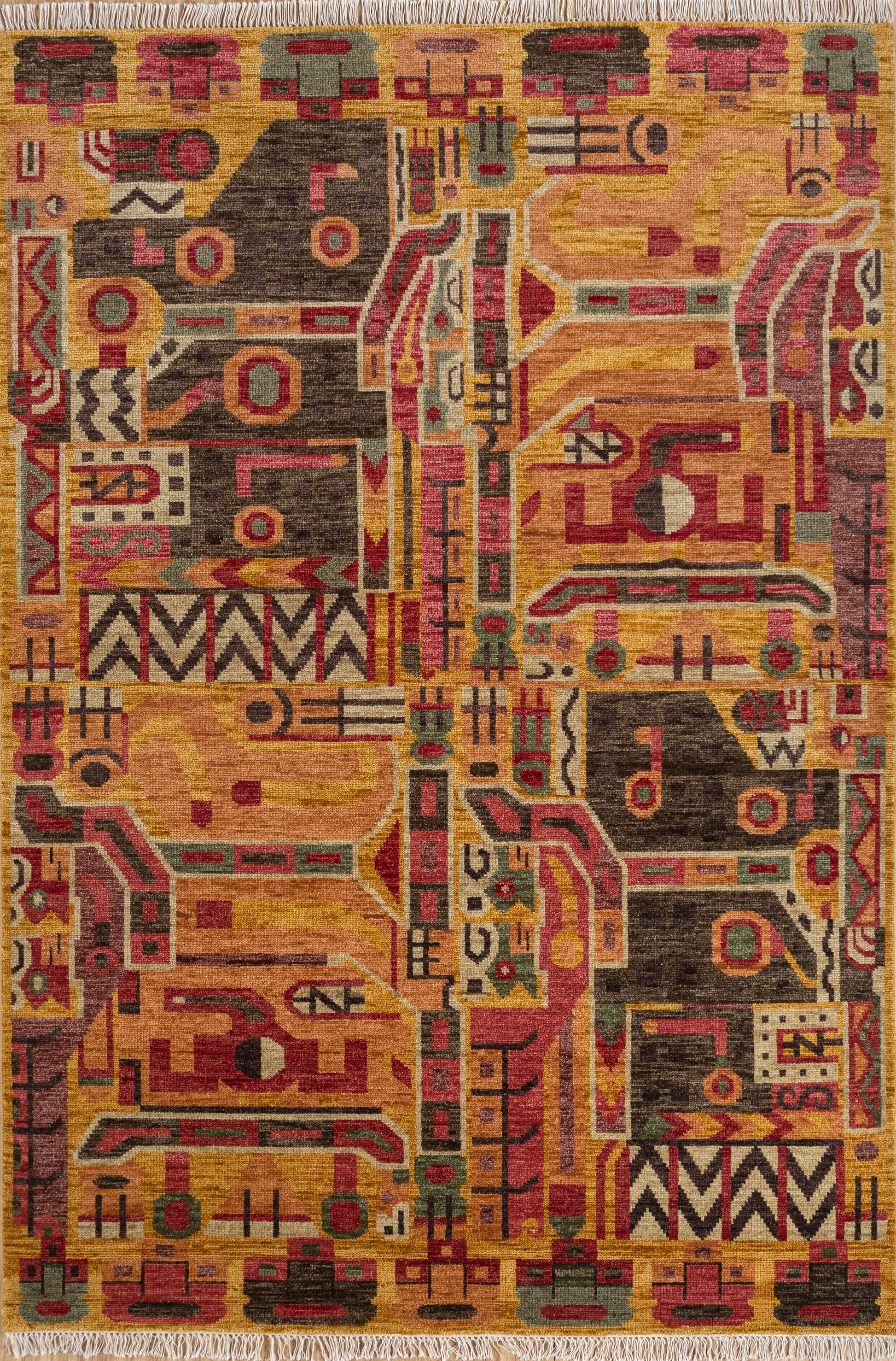 Tocapu wari cocoa brown hand woven rug multi product images3 copy