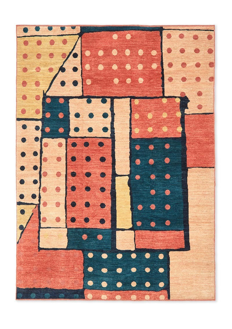 Website resizing 0013 Quad Verso Gill Thorpe handknotted rug overhead Low Res1