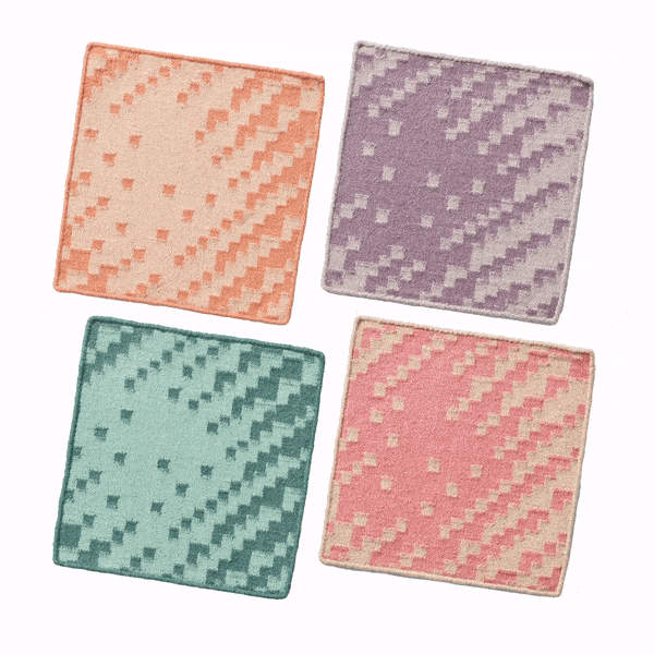 Peach, Lilac, Emerald & Pink colourway examples